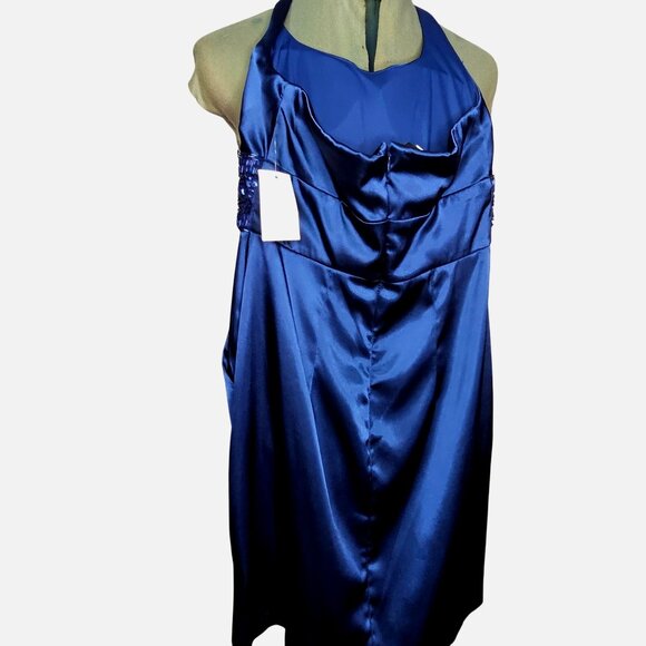 Juniors B. Darlin Trixxi style navy beaded high waist pleated mini dress 5/6245 - Picture 6 of 11